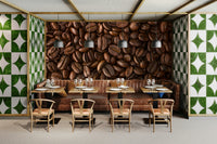 Warm earthy tones of espresso delight wall design

