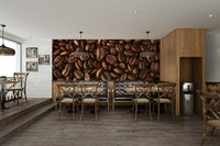 Coffee-themed espresso mural with rich tones

