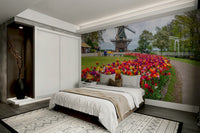 Dreamy garden mural with lush floral details.

