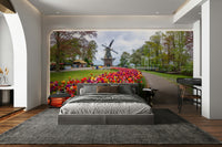 Dreamy floral mural with soft pastel shades.

