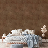 Leather-textured wallpaper in elegant sable color.

