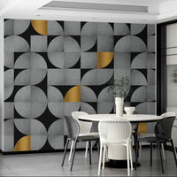 Concrete & Gold Wall Mural Inspired by Mid-Century Style

