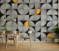 Modern Concrete & Gold Mid-Century Wall Mural Design

