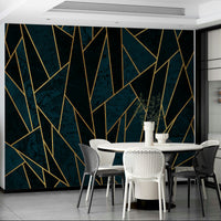 Elegant Shattered Mosaic in Deep Blue and Gold

