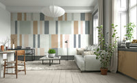 Muted pastel tile design wall mural for contemporary spaces.

