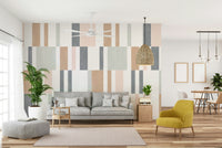 Elegant pastel tile pattern mural for modern interiors.

