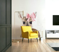 Stylish deer with bow wall mural for modern rustic rooms

