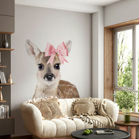 Gentle deer with bow wall art for rustic home interiors

