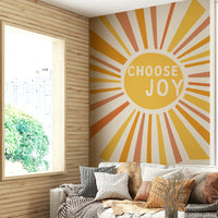 Inspirational Choose Joy wall mural with colorful design.

