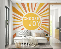 Hand-lettered "Choose Joy" mural in a fun, artistic style.

