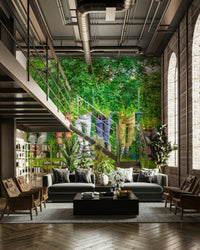 Mural showing garden pants on display wall

