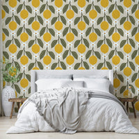 Lemon grove faux tile wallpaper with patterns

