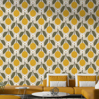 Yellow lemon wallpaper with tile texture look

