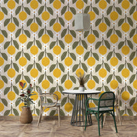 Mediterranean-style wallpaper with lemons

