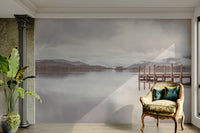 Oceanfront mural with dock and tranquil vibe

