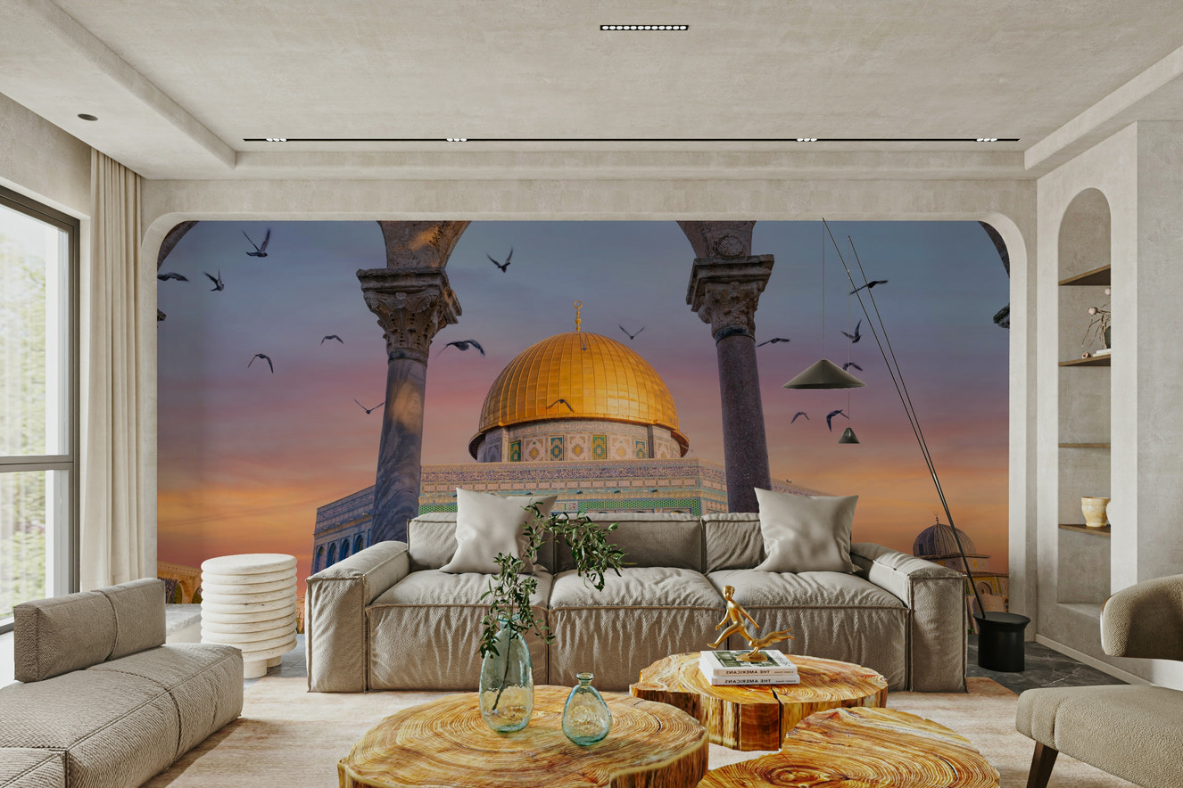 Wall mural with ancient architecture and faith

