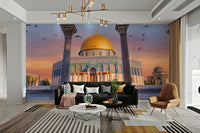 Ancient columns with modern cross wall design

