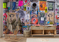 Colorful abstract chaos wall mural design

