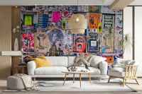 Bold mural with splashes of mixed colors

