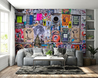Multicolor abstract wall mural for studios

