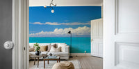 Coastal-themed mural with dreamy shore

