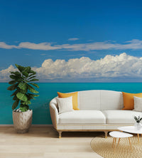 Tranquil seaside mural for relaxed rooms

