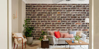 Rustic brickwork mural for cozy interiors

