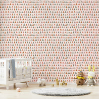 Woodland wall design with abstract triangles

