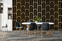 Luxury column wallpaper in black and gold

