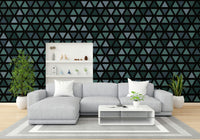 Dynamic teal triangles wallpaper for bold spaces

