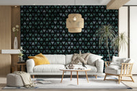 Bold teal triangle pattern for modern walls

