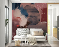 Blended warm hues mural with texture

