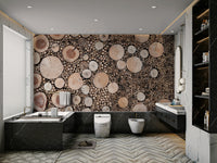 Circular Wood Array wall mural design


