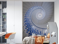 Spiral staircase wall mural with depth

