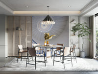 Artistic staircase mural in soft tones

