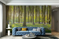 Blooming bluebell forest mural for walls

