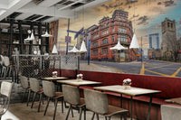 Romantic dusk street view wall mural

