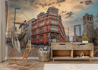 Evening Victorian street wallpaper

