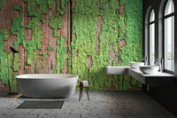 Rustic green wall mural for interiors