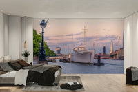 London by the River wall mural design

