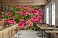 Botanical wall design with soft blooms

