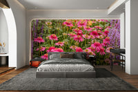 Garden-inspired flower wall mural

