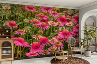 Vintage garden mural with flowers

