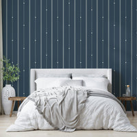 Minimalist steel blue wallpaper with refined striped patterns.