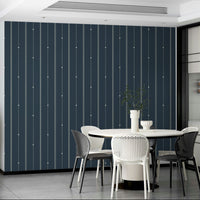 Subtle and stylish steel blue striped wallpaper design.