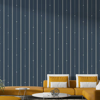 Steel blue wallpaper with refined minimal stripes.

