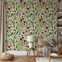 Elegant moths among wildflowers on soft background wallpaper.

