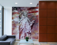 Contemporary red Statue of Liberty mural for office decor

