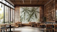 Vintage coastal scene with palm wall mural

