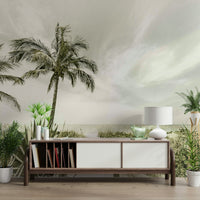 Retro beach scene wall mural for modern spaces.

